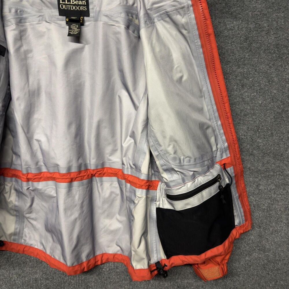 L.L. Bean Gore-Tex Rain Jacket Womens M Orange Hooded Waterproof Hiking Shell - Picture 8 of 16